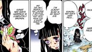 Kanao, after defeating Doma, and with Kanae's hairpin (Image Source: VIZ)
